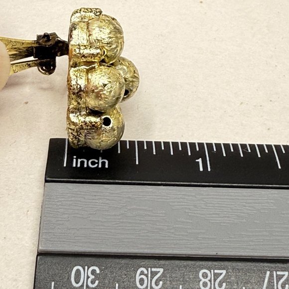 Vintage Cluster‎ Bead Earrings Gold-Tone Clip On Retro Classic - Picture 6 of 10